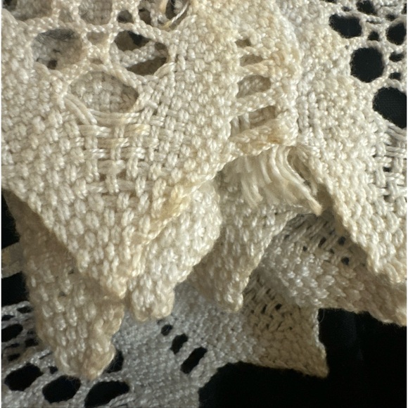 SOLD Vtg Black Embroidered Off-Shoulder Peasant Dress Mexican Midi Crochet 70s - Picture 5 of 6